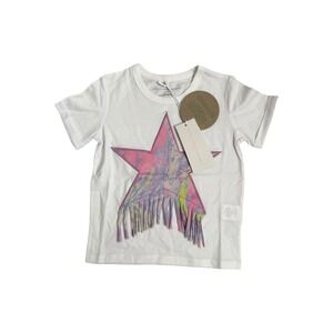 Stella McCartney Kids White T-Shirt Star Graphic Fringe Detail Girls Size 4‎ NWT